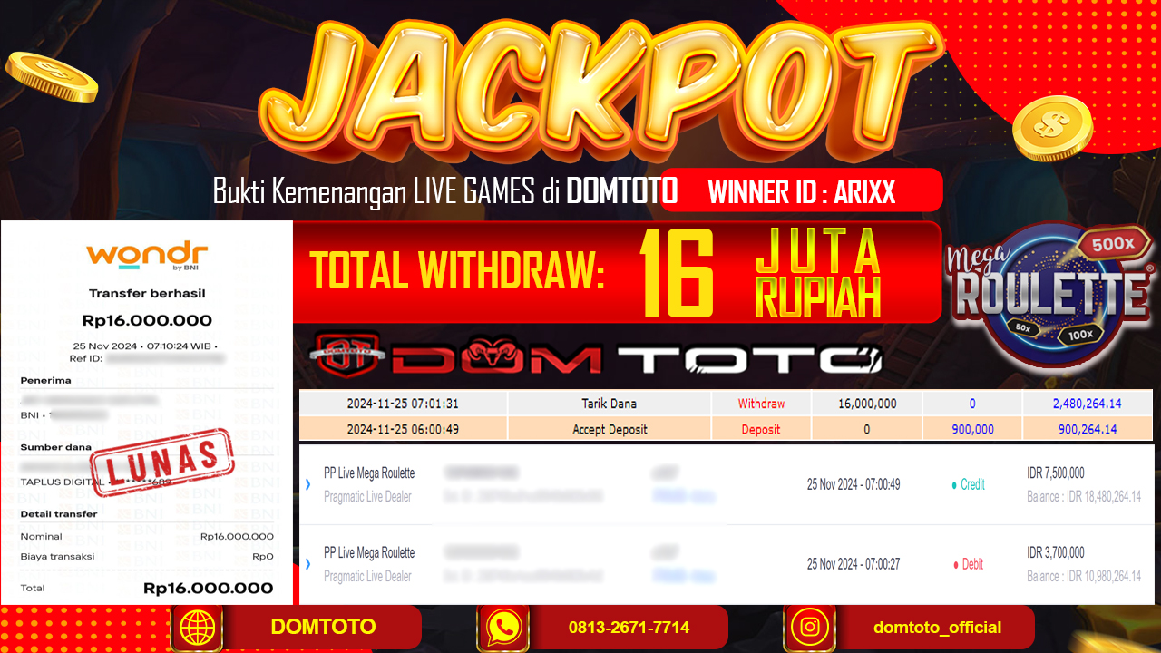 JACKPOT  LIVE MEGA ROULATTE 25 NOVEMBER 2024
